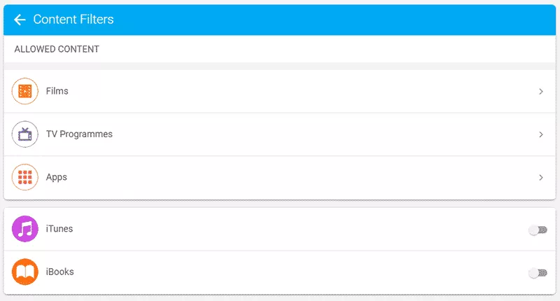 FamilyTime content filters